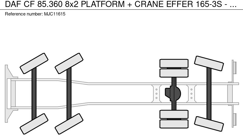 Crane truck DAF CF 85.360 8x2 PLATFORM + CRANE EFFER 165-3S - MANUAL GEARBOX ZF - EURO 5 - BE TRUCK: picture 18