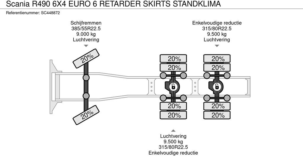 Tractor unit Scania R490 6X4 EURO 6 RETARDER SKIRTS STANDKLIMA: picture 14